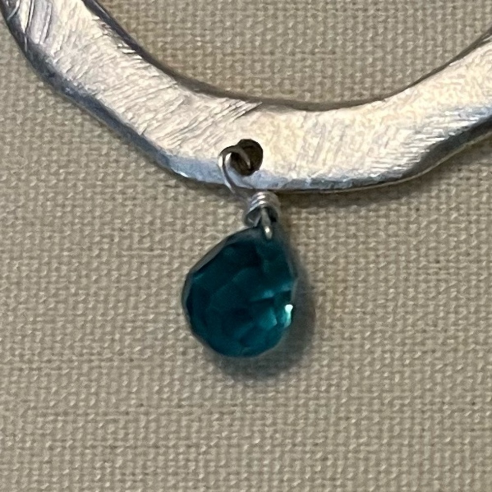 Elegant Silver Hoop Earrings with Blue Accent - Picture 11 of 16